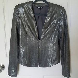 Trouver Silver Metallic Zip-up Jacket